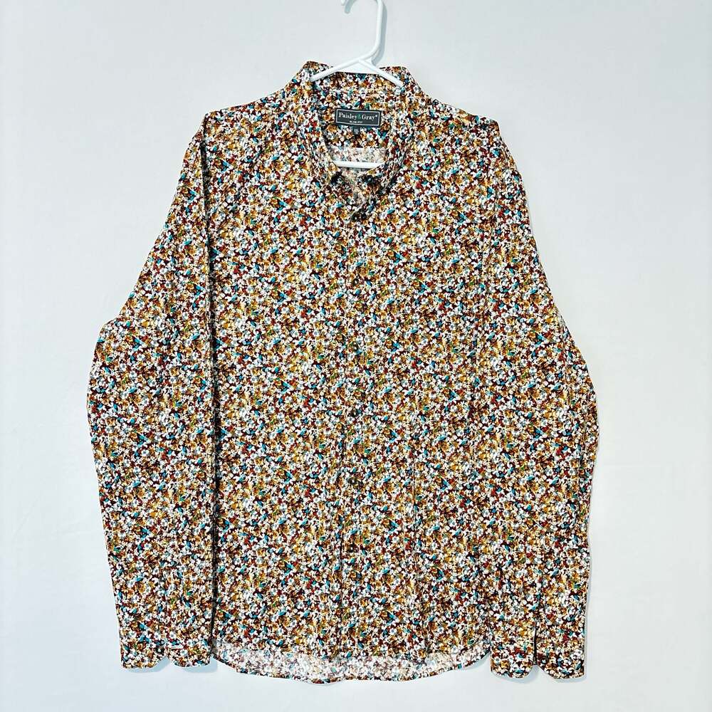 Paisley & Gray Slim Fit Multi-Color Floral Print Long Sleeve Button-Down Shirt